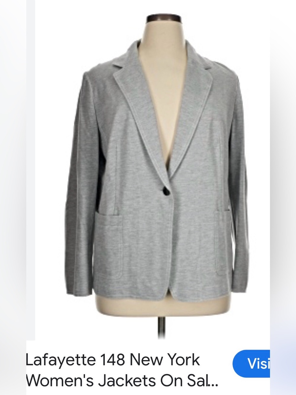 Lafayette 148 New York Light Gray Single-Button Knit Blazer
